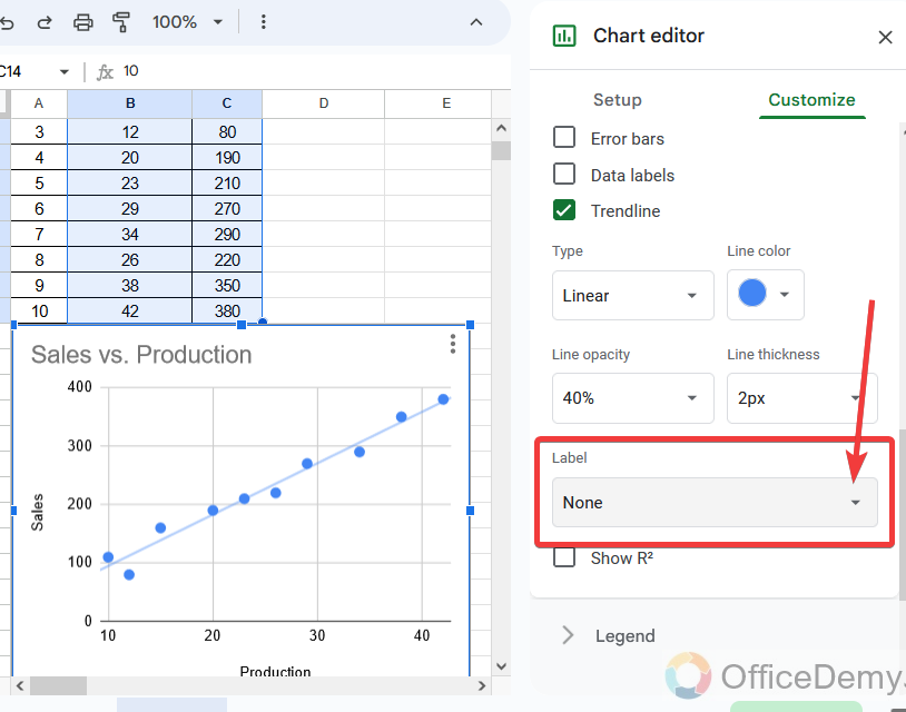 How to find regression equation in Google Sheets 11