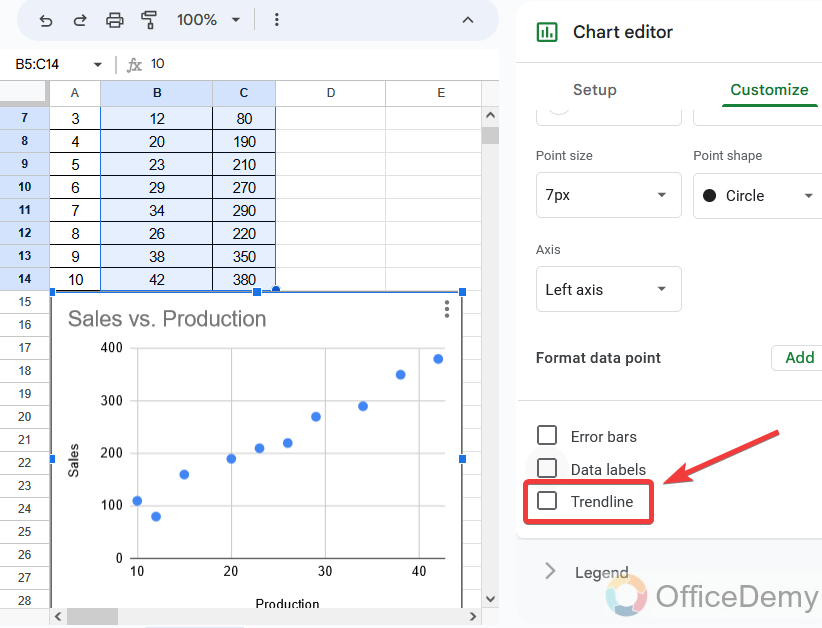 How to find regression equation in Google Sheets 9