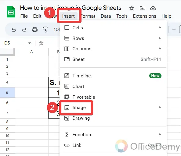 How to insert image in Google Sheets 3