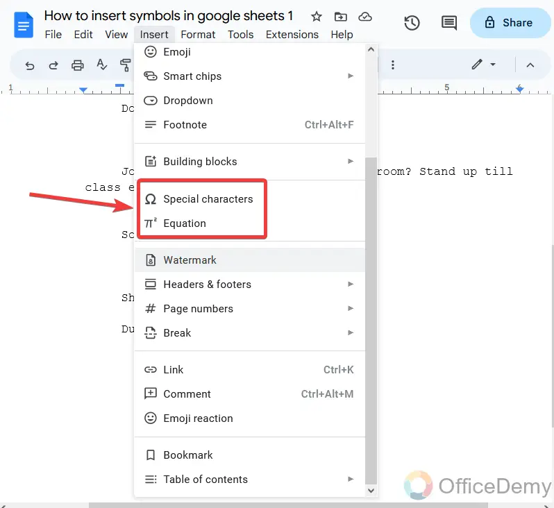 How to insert symbols in google sheets 13
