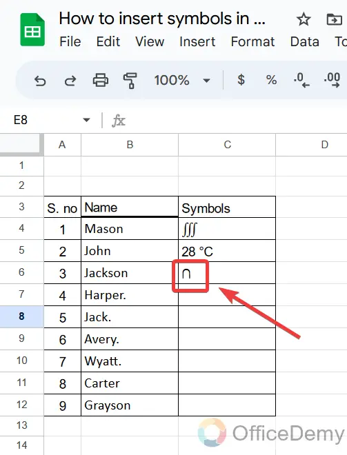 How to insert symbols in google sheets 19