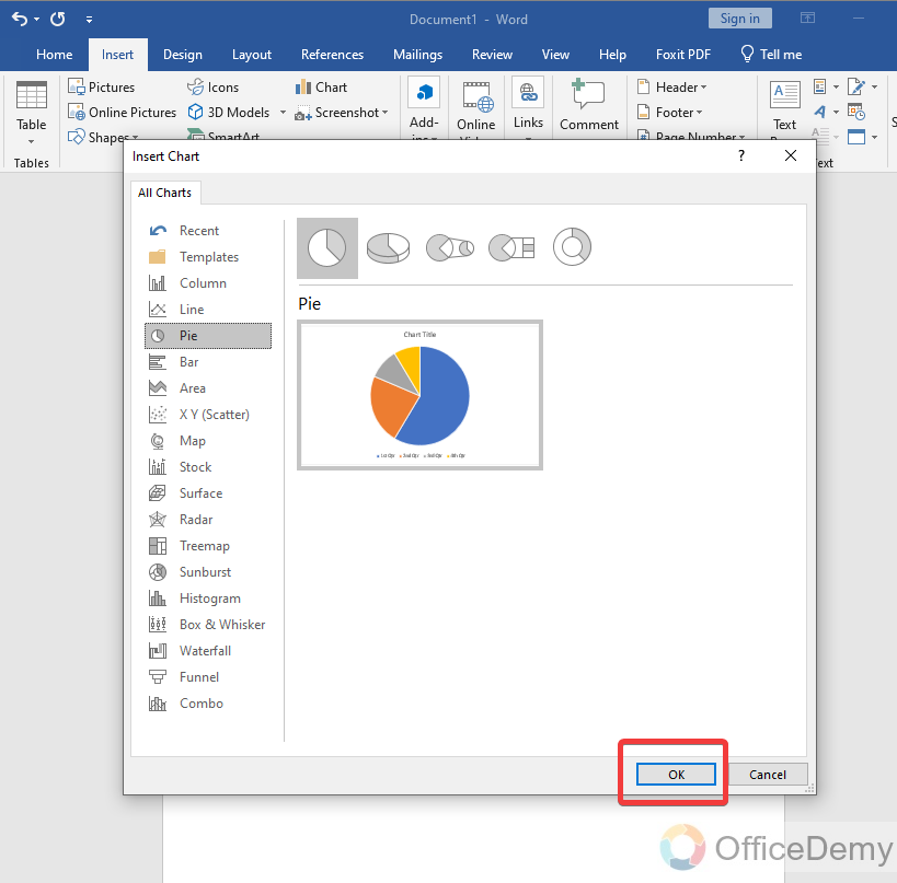 How to make a chart in Microsoft Word 4