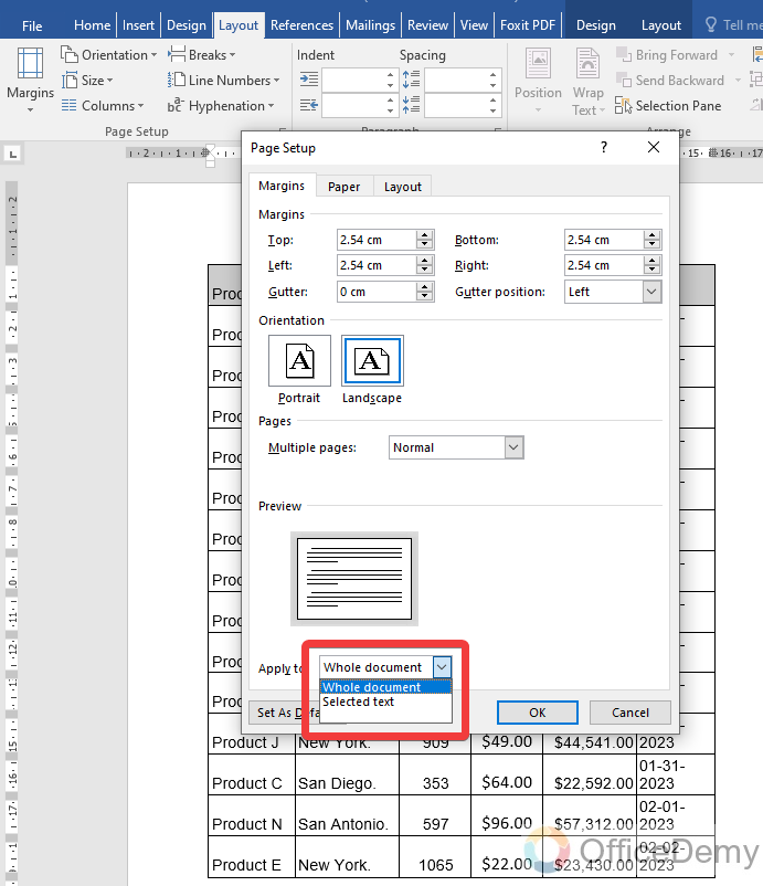 How to make one page landscape in Microsoft Word 5