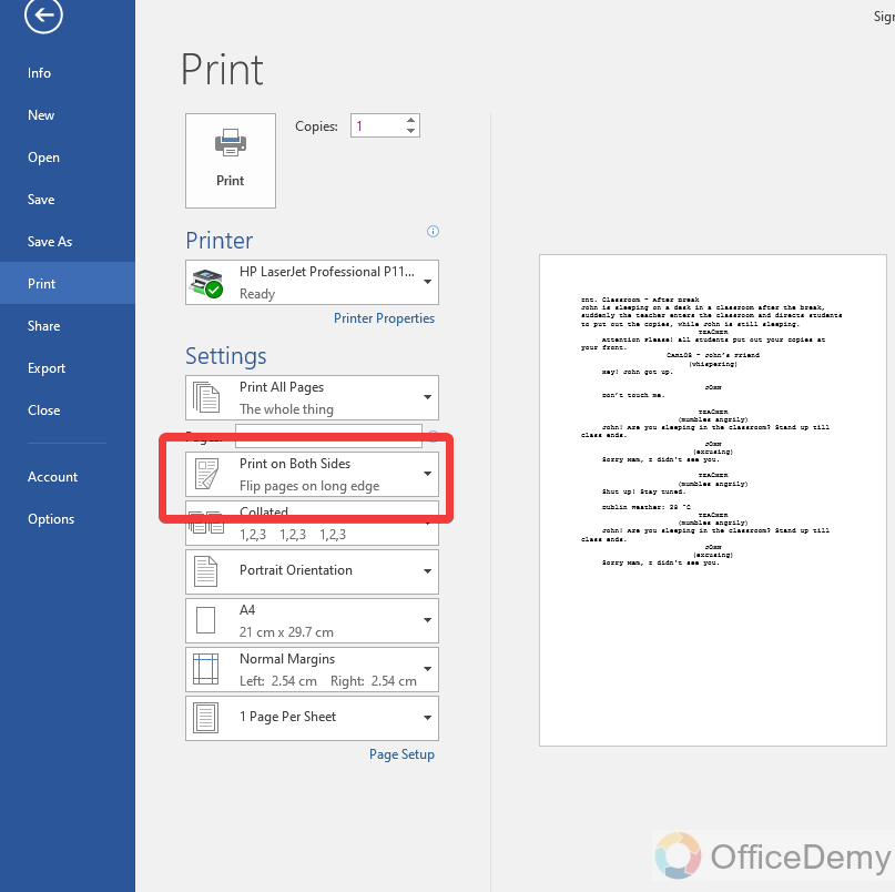 How to print double sided in Microsoft Word 12