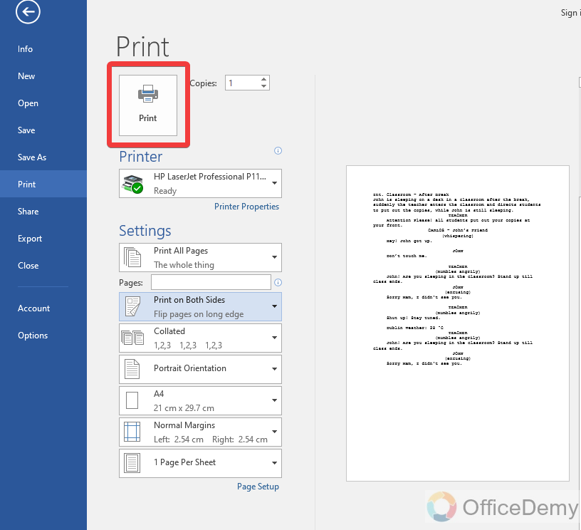 How to print double sided in Microsoft Word 6