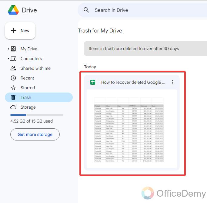 How to recover deleted Google sheets 10