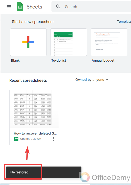 How to recover deleted Google sheets 5