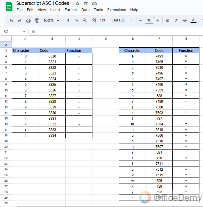 how to add an exponent in google sheets 1