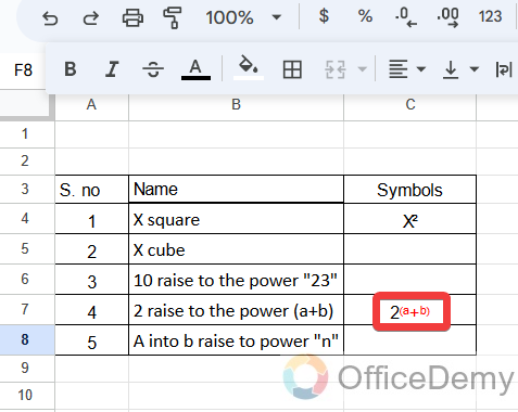 how to add an exponent in google sheets 20