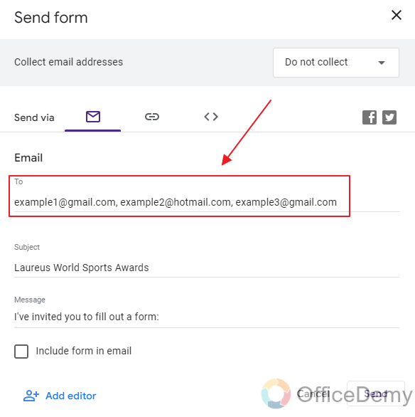 How do I send a google form to a group or multiple emails 10