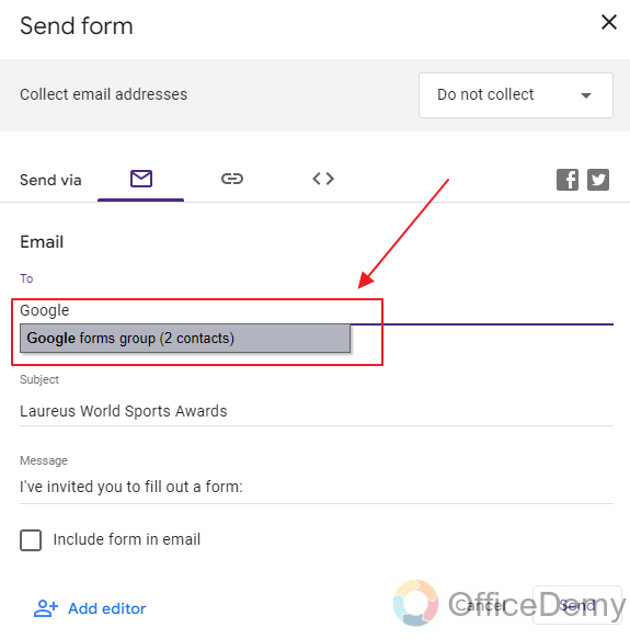 How do I send a google form to a group or multiple emails 25