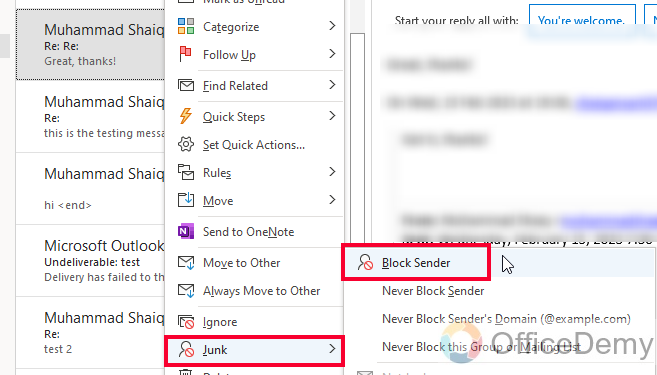 How to Block an Email Address in Outlook 5