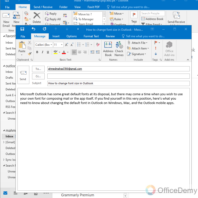 How to Change Font Size in Outlook Email 11
