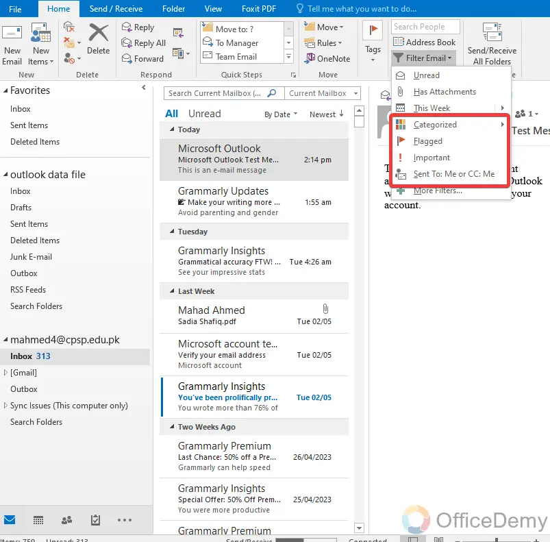 How to Filter Emails in Outlook 19