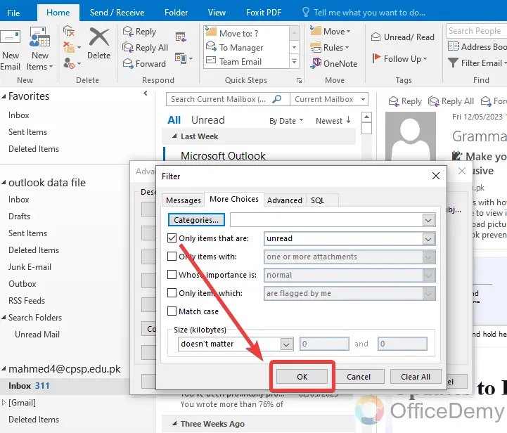 How to Find Unread Emails in Outlook 19