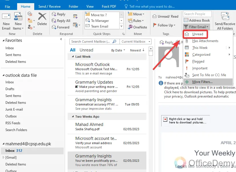 How to Find Unread Emails in Outlook 6