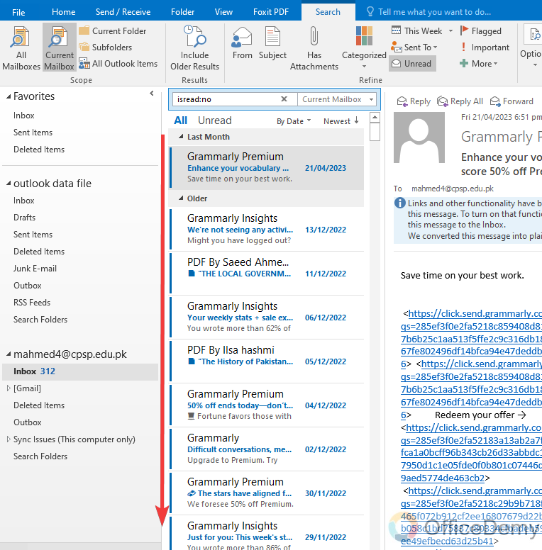 How to Find Unread Emails in Outlook 7