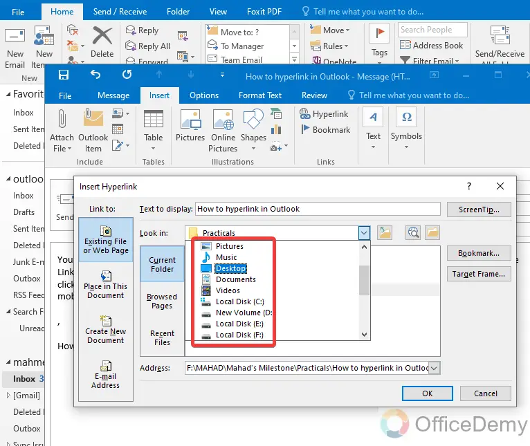 How to Hyperlink in Outlook 15