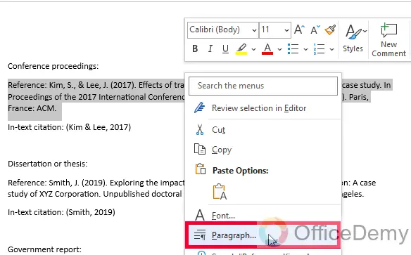 How to Indent Citations on Microsoft Word 8