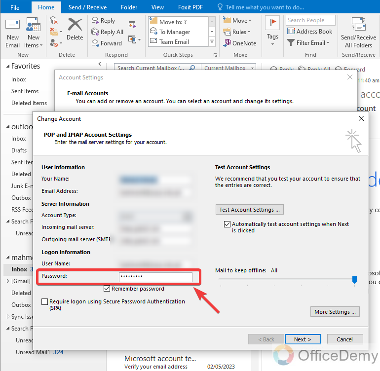 How to Reset Password in Outlook 14