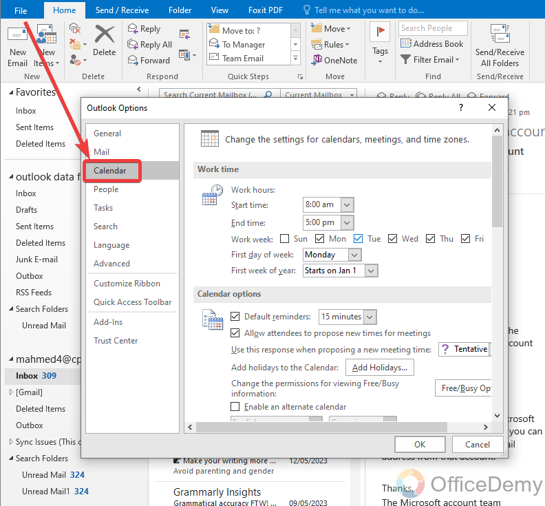 How to Set Working Hours in Outlook 11
