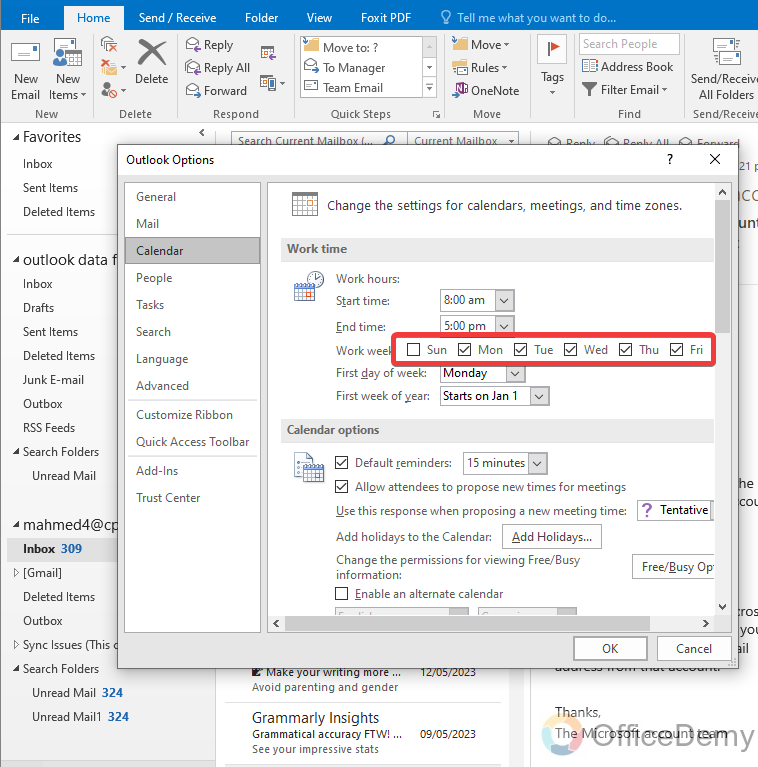 How to Set Working Hours in Outlook 12