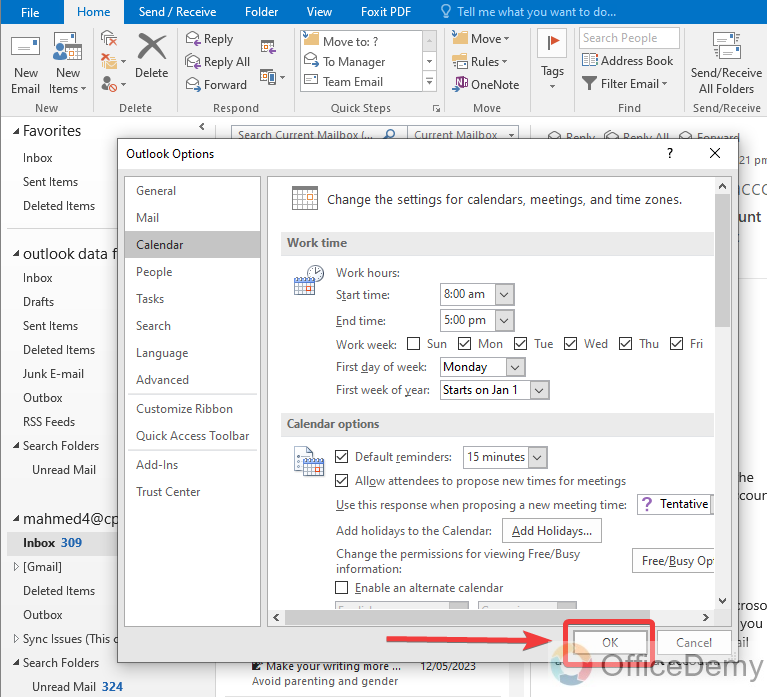 How to Set Working Hours in Outlook 13