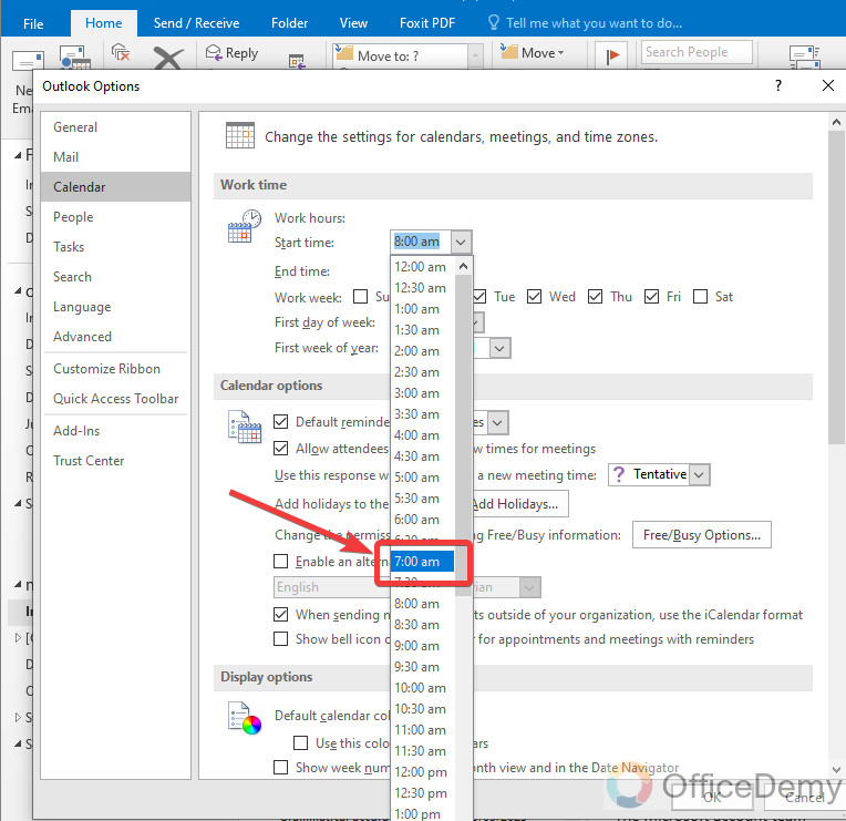 How to Set Working Hours in Outlook 6