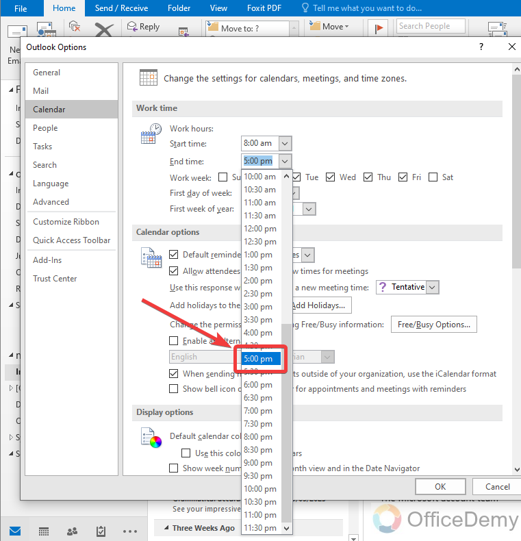 How to Set Working Hours in Outlook 7