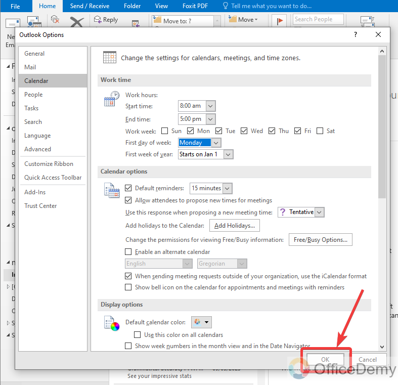 How to Set Working Hours in Outlook 8