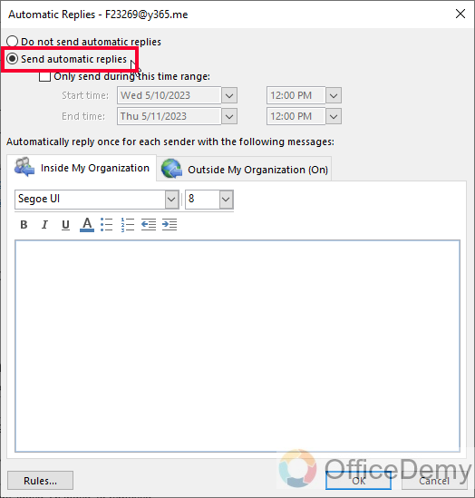 How to Set up an Automatic Reply in Outlook 5