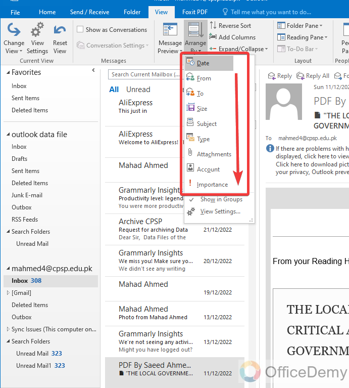 How to Sort Emails in Outlook 13