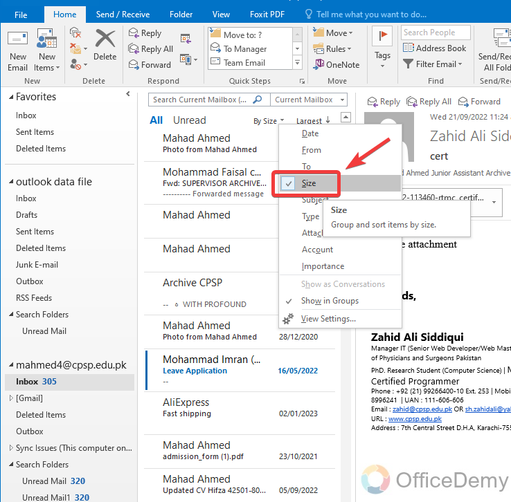 How to Sort Emails in Outlook 19