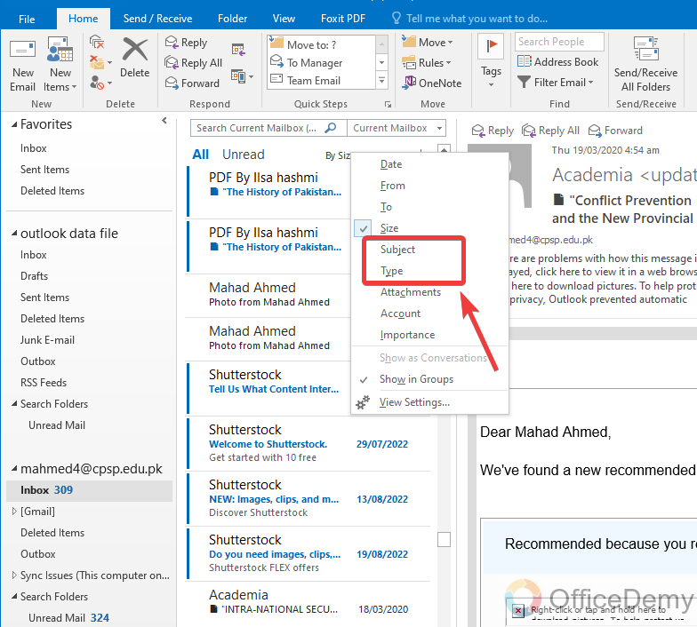 How to Sort Emails in Outlook 6