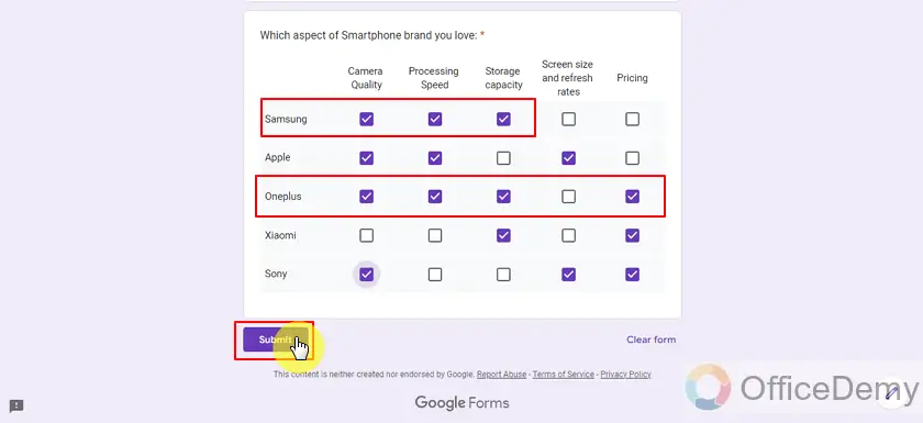 how does checkbox grid work in google forms 10