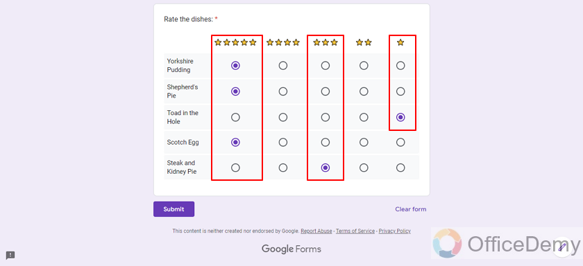 how does the multiple choice grid work in google forms 13