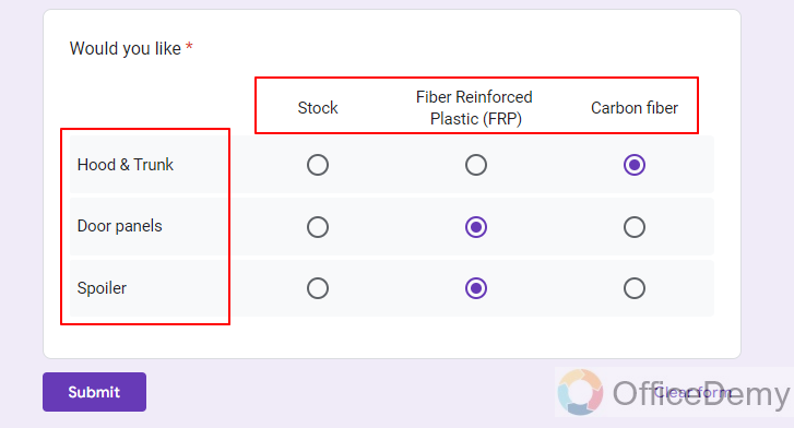 how does the multiple choice grid work in google forms 15