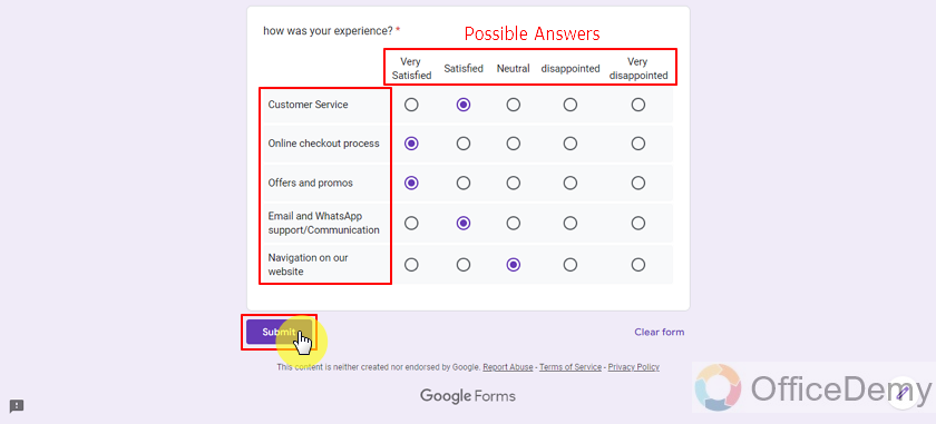 how does the multiple choice grid work in google forms 9