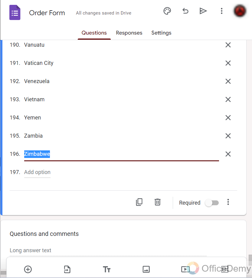 how to add a country list in google forms 11