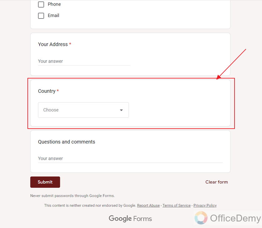 how to add a country list in google forms 14