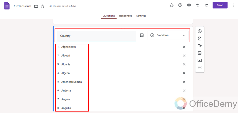 how to add a country list in google forms 7-B