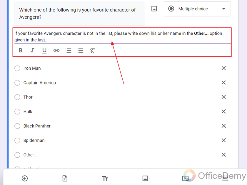 how to add descriptions in Google Forms 18