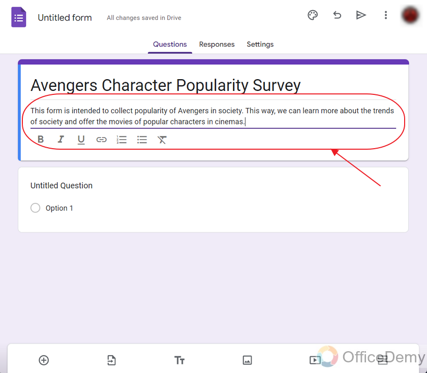 how to add descriptions in Google Forms 7
