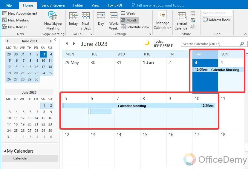 How to Block Calendar in Outlook 13