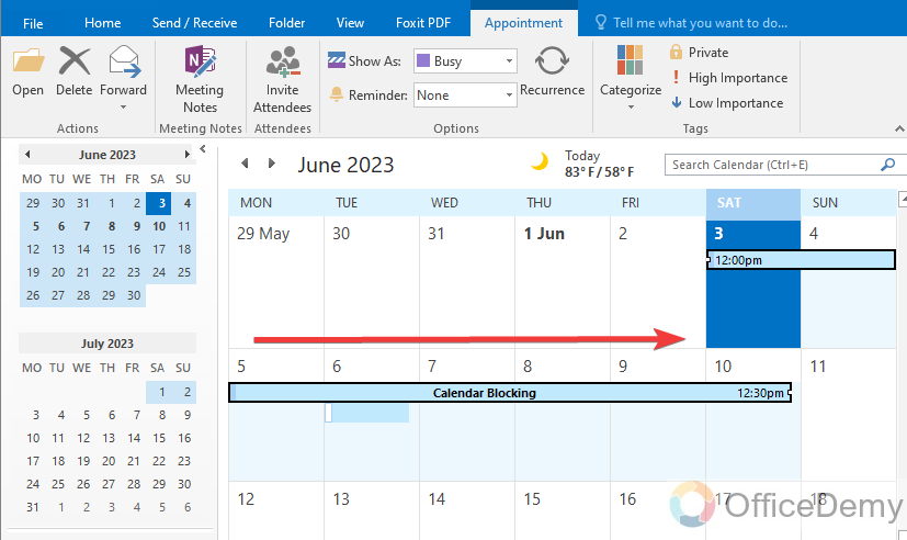 How to Block Calendar in Outlook 16