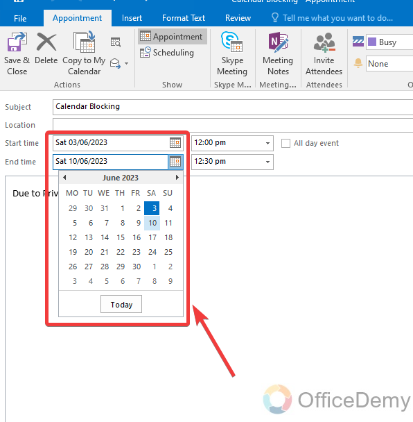 How to Block Calendar in Outlook 17