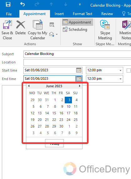 How to Block Calendar in Outlook 5