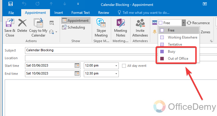 How to Block Calendar in Outlook 7