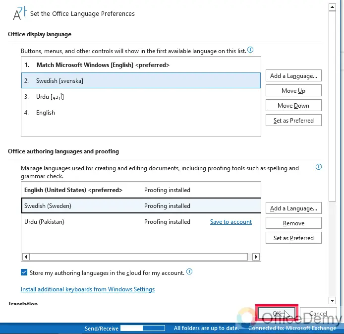 How to Change Language in Outlook 11