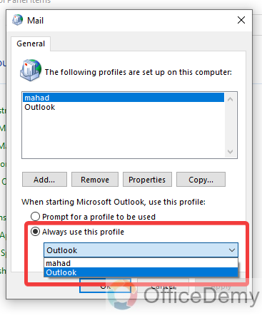 How to Create a New Profile in Outlook 19